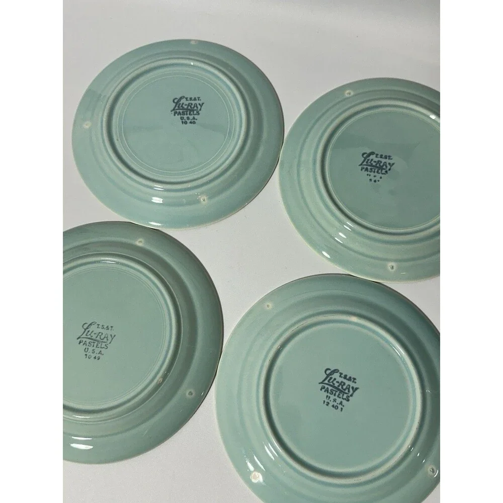 Vintage Luray Pastels 6.25” Bread Dessert Plate Green Set of 4